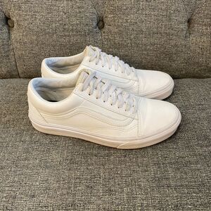 Vans Old Skool Sneakers White Leather Women Size 8.5